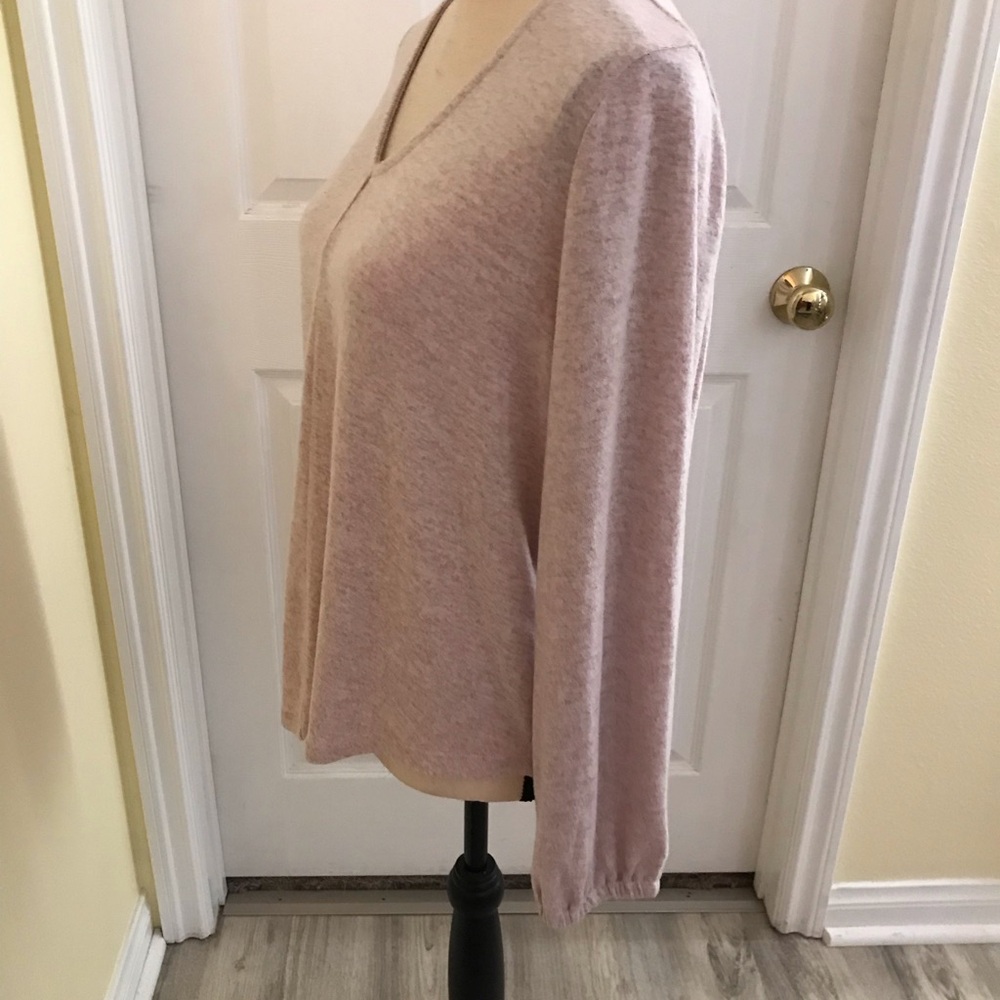 Bobeau Angel Wing Women's Marled V-Neck Top Dusty Rose Size Medium NWT - Picture 5 of 10